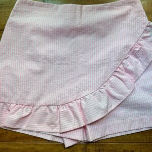 Pink Striped Ruffle miniskirt/Skort New!